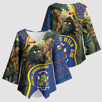 Central African Republic Kimono Sleeve Blouse with Jungle Animal Design and National Emblem Pattern - Wonder Print Shop