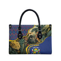 Central African Republic Leather Bag with Jungle Animal Design and National Emblem Pattern - Wonder Print Shop