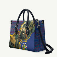 Central African Republic Leather Bag with Jungle Animal Design and National Emblem Pattern - Wonder Print Shop