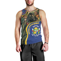 Central African Republic Men Tank Top with Jungle Animal Design and National Emblem Pattern - Wonder Print Shop