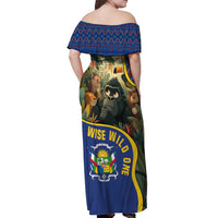 Central African Republic Off Shoulder Maxi Dress with Jungle Animal Design and National Emblem Pattern - Wonder Print Shop