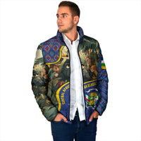 Central African Republic Padded Jacket with Jungle Animal Design and National Emblem Pattern - Wonder Print Shop