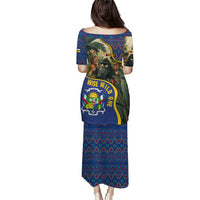 Central African Republic Puletasi with Jungle Animal Design and National Emblem Pattern - Wonder Print Shop