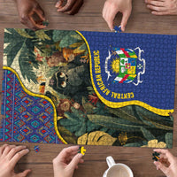 Central African Republic Puzzle with Jungle Animal Design and National Emblem Pattern - Wonder Print Shop
