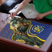 Central African Republic Puzzle with Jungle Animal Design and National Emblem Pattern - Wonder Print Shop