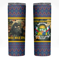 Central African Republic Skinny Tumbler with Jungle Animal Design and National Emblem Pattern - Wonder Print Shop