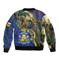 Central African Republic Sleeve Zip Bomber Jacket with Jungle Animal Design and National Emblem Pattern - Wonder Print Shop