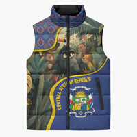 Central African Republic Sleeveless Puffer Jacket with Jungle Animal Design and National Emblem Pattern - Wonder Print Shop