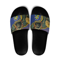 Central African Republic Slide Sandals with Jungle Animal Design and National Emblem Pattern - Wonder Print Shop