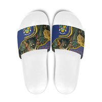 Central African Republic Slide Sandals with Jungle Animal Design and National Emblem Pattern - Wonder Print Shop