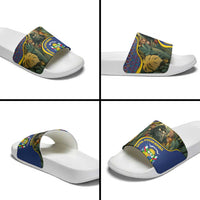Central African Republic Slide Sandals with Jungle Animal Design and National Emblem Pattern - Wonder Print Shop