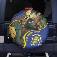 Central African Republic Spare Tire Cover with Jungle Animal Design and National Emblem Pattern - Wonder Print Shop