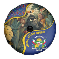 Central African Republic Spare Tire Cover with Jungle Animal Design and National Emblem Pattern - Wonder Print Shop