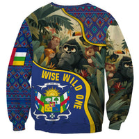 Central African Republic Sweatshirt with Jungle Animal Design and National Emblem Pattern - Wonder Print Shop