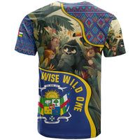 Central African Republic T Shirt with Jungle Animal Design and National Emblem Pattern - Wonder Print Shop
