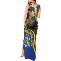 Central African Republic Tank Maxi Dress with Jungle Animal Design and National Emblem Pattern - Wonder Print Shop