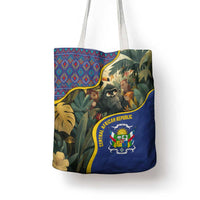 Central African Republic Tote Bag with Jungle Animal Design and National Emblem Pattern - Wonder Print Shop