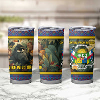 Central African Republic Tumbler Cup with Jungle Animal Design and National Emblem Pattern - Wonder Print Shop
