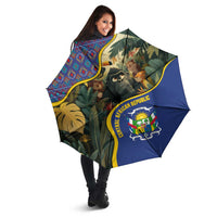 Central African Republic Umbrella with Jungle Animal Design and National Emblem Pattern - Wonder Print Shop
