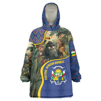 Central African Republic Wearable Blanket Hoodie with Jungle Animal Design and National Emblem Pattern - Wonder Print Shop