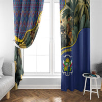 Central African Republic Window Curtain with Jungle Animal Design and National Emblem Pattern - Wonder Print Shop