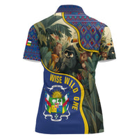 Central African Republic Women Polo Shirt with Jungle Animal Design and National Emblem Pattern - Wonder Print Shop
