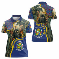Central African Republic Women Polo Shirt with Jungle Animal Design and National Emblem Pattern - Wonder Print Shop