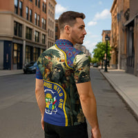 Central African Republic Zipper Polo Shirt with Jungle Animal Design and National Emblem Pattern - Wonder Print Shop