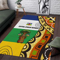 Central African Republic Area Rug with Cartoon Baobab Design and Flag Pattern - Wonder Print Shop