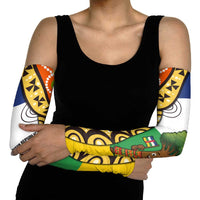 Central African Republic Arm Sleeves with Cartoon Baobab Design and Flag Pattern - Wonder Print Shop