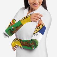 Central African Republic Arm Sleeves with Cartoon Baobab Design and Flag Pattern - Wonder Print Shop