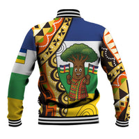 Central African Republic Baseball Jacket with Cartoon Baobab Design and Flag Pattern - Wonder Print Shop