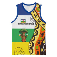 Central African Republic Basketball Jersey with Cartoon Baobab Design and Flag Pattern - Wonder Print Shop