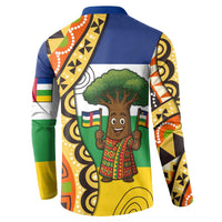 Central African Republic Button Sweatshirt with Cartoon Baobab Design and Flag Pattern - Wonder Print Shop
