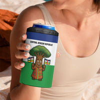 Central African Republic 4 in 1 Can Cooler Tumbler with Cartoon Baobab Design and Flag Pattern - Wonder Print Shop