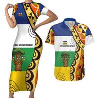 Central African Republic Couples Matching Short Sleeve Bodycon Dress and Hawaiian Shirt with Cartoon Baobab Design and Flag Pattern - Wonder Print Shop
