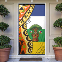 Central African Republic Door Cover with Cartoon Baobab Design and Flag Pattern - Wonder Print Shop
