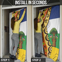 Central African Republic Door Cover with Cartoon Baobab Design and Flag Pattern - Wonder Print Shop