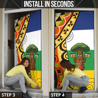 Central African Republic Door Cover with Cartoon Baobab Design and Flag Pattern - Wonder Print Shop