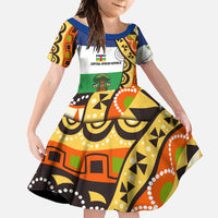 Central African Republic Family Matching Long Sleeve Bodycon Dress and Hawaiian Shirt with Cartoon Baobab Design and Flag Pattern - Wonder Print Shop