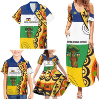 Central African Republic Family Matching Summer Maxi Dress and Hawaiian Shirt with Cartoon Baobab Design and Flag Pattern - Wonder Print Shop
