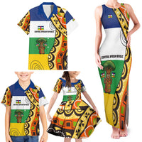 Central African Republic Family Matching Tank Maxi Dress and Hawaiian Shirt with Cartoon Baobab Design and Flag Pattern - Wonder Print Shop