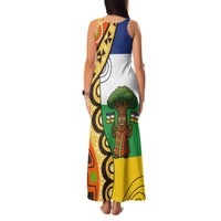 Central African Republic Family Matching Tank Maxi Dress and Hawaiian Shirt with Cartoon Baobab Design and Flag Pattern - Wonder Print Shop