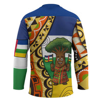 Central African Republic Hockey Jersey with Cartoon Baobab Design and Flag Pattern - Wonder Print Shop