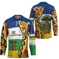 Central African Republic Hockey Jersey with Cartoon Baobab Design and Flag Pattern - Wonder Print Shop