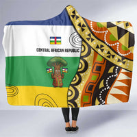 Central African Republic Hooded Blanket with Cartoon Baobab Design and Flag Pattern - Wonder Print Shop