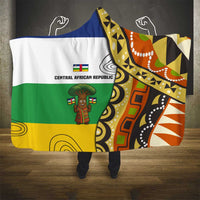 Central African Republic Hooded Blanket with Cartoon Baobab Design and Flag Pattern - Wonder Print Shop