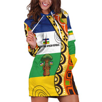 Central African Republic Hoodie Dress with Cartoon Baobab Design and Flag Pattern - Wonder Print Shop