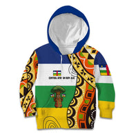 Central African Republic Kid Hoodie with Cartoon Baobab Design and Flag Pattern - Wonder Print Shop