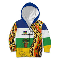 Central African Republic Kid Hoodie with Cartoon Baobab Design and Flag Pattern - Wonder Print Shop